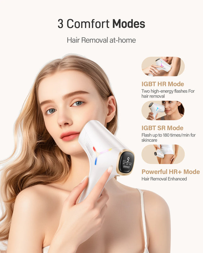 Laser Hair Removal IPL Device 999900 Flashes Dual Flash Mode 3 Weeks Visible for Women Men Home Laser Quick Safe Treatment