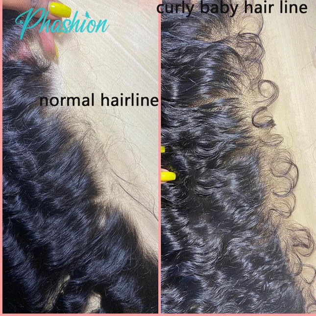Phashion 26 28 Inch 13x6 Deep Curly Lace With Curly Baby Edges 6x6 Closure Real HD Lace Melt Skin Full Frontal Only Human Hair