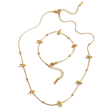 Yhpup Gift New Style Stainless Steel Exquisite Chain Necklace Bracelet Bangle Set Gold & Platinum Plated Stylish Unique Jewelry
