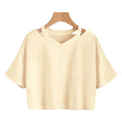 Y2k Crop Tops Women's Graphic Short Sleeve V-neck Cropped T-shirt 90s Vintage T-shirt Woman Summer Sexy T-shirt