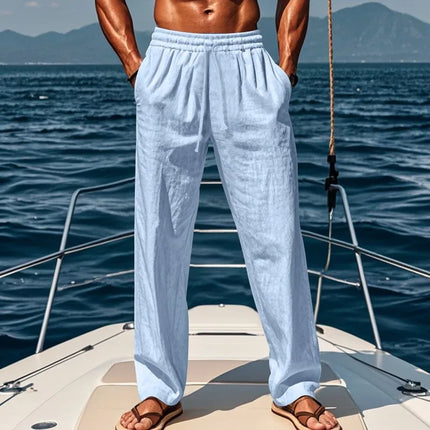 2026 New Men's Beach Pants Joggers Fashion Cotton Linen Sweatpants Casual Pants Hawaiian Vacation Loose Spring/Summer Long M-4XL