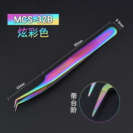 1pcs Vetus MCS Series Blue/Gold/Colorful Russian Volume Bloom Eyelash Extension Tweezers Stainless Precision Lash Tweezers Tools