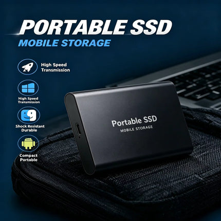 1TB External Hard Drive Portable SSD USB 3.1 Type-C Fast Transfer Shockproof for Laptop Mac PC Home Office Use