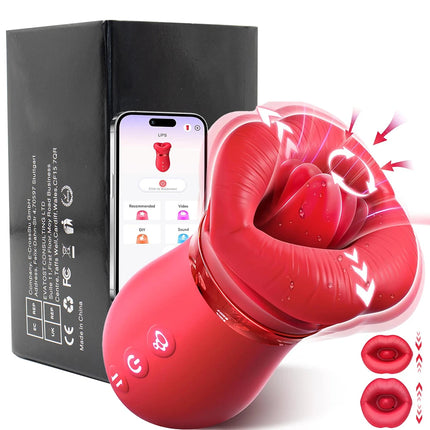 APP Bluetooth Control Mouth Vibrator Female Tongue Licking Breast Sucking Cunnilingus Flirting Vibrator Second Tide Masturbator