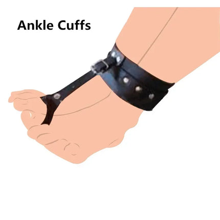 Stainless Steel/PU Thumb Toes Bondage Cuffs AnkleCuffs BDSM Slave Restraints Bondage Adult Sex Toys for Couples with Chain