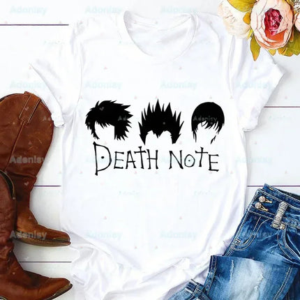 Death Note L Ryuk Summer Shirt Graphic T Shirt Women Tops O-neck Tees Funny Girls Anime Ryuuku Animation Collectable Tshirt
