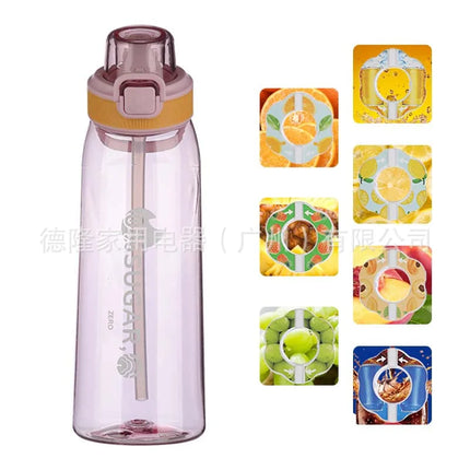 1pc 1000ml Air Flavored Water Bottle With 1pc Random Flavor Pods Sports Straw Cup Tritan For Outdoor Sports Fitness BPA Free