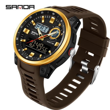 SANDA Fashion Brand Sport Electronics Watches for Men Outdoors Analog Digital Man Watch Luminous Waterproof Backlight Wristwatch