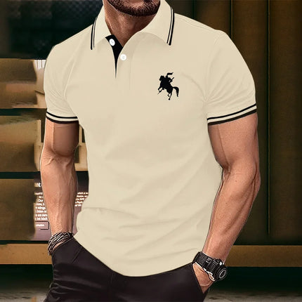 New men's T-shirt, classic short-sleeved Polo shirt, summer top, casual T-shirt, button-down lapel, oversized S-2XL casual Polo