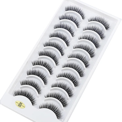 10 Pairs Mink Fake Eyelashes Faux 3D Natural Long False Eyelashes 3d Mink Lashes Soft Fluffy Lashes Extension Makeup Kit Cilios