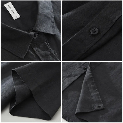 8173 100% Linen Good Quality Solid Color Simple Basic Shirt for Men Summer Fashion Black White Smart Casual Slim Fit Daily Tops