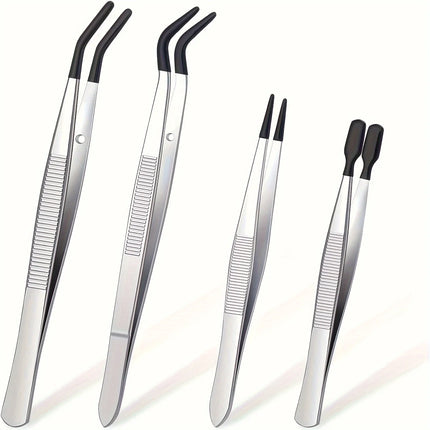 Stainless Steel Tweezers Stainless Steel Plastic-Coated Tweezers For Eyelash Extension Assistance Coin Clips Stamp Clips Tool