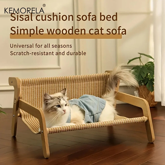 1PCS Large Cat Scratcher Hammock Durable Linen Lounge Chair Pre-Assembled with Adjustable Straps for Medium Breeds & Indoor Cats