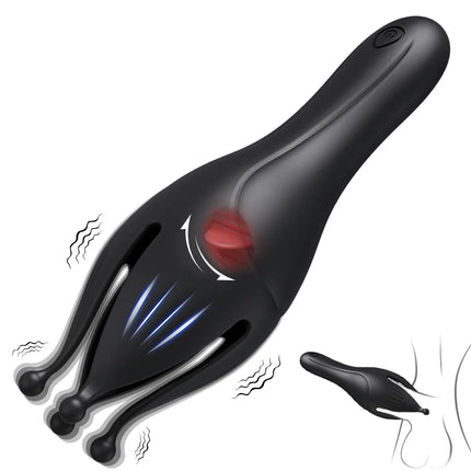 3-in-1 Male Masturbation Toy with Glans Stimulator Penis Trainer Tongue Licking Vibrator Adult Toy for Men 360° Training 18+