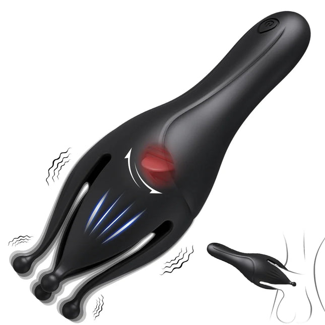 3-in-1 Male Masturbation Toy with Glans Stimulator, Penis Trainer, Tongue-Licking Vibrator, Adult Toy for Men, 360° Training, 18+