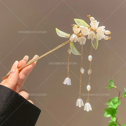 Chinese Style Hair Stick Glowing Lotus Lantern Hairpin Women Ancient Style Palace Lantern Hair Stick Flower Tassel Hair Insert