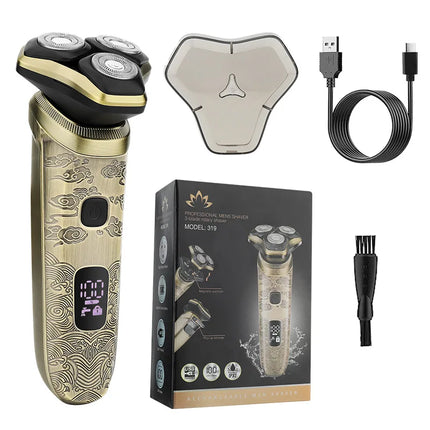 Men's Electric Shaver Professional Shaver with 3-Blade Cutting System Reciprocating Waterproof Shaver USB Charging Beard Trimmer