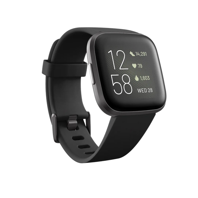 Fitbit Versa 2 Health and Fitness Smartwatch with Heart Rate, Music, Alexa Built-In, Sleep and Swim Tracking, Black/Carbon