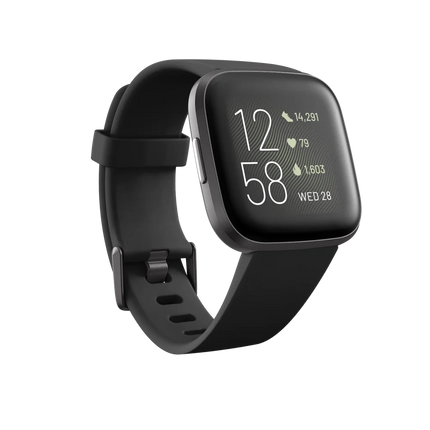 Fitbit Versa 2 Health and Fitness Smartwatch with Heart Rate, Music, Alexa Built-In, Sleep and Swim Tracking, Black/Carbon