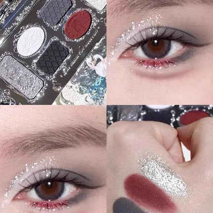 Flower Knows Swan Ballet Series Makeup 6 Color Eyeshadow Palette Matte Pearl Face Palette Glitter Palette Cosmetics