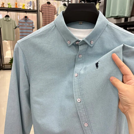 100% Cotton Corduroy Shirt - Green Long Sleeve M-4XL - Spring Autumn Slim Fit Candy Color Collection