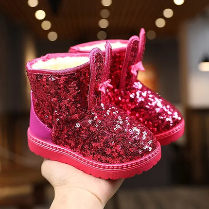 New Winter Children's Girls Snow Boots Cute Baby Girls Boots Thick Anti-proof Warm Fashion Ankle Furry Outdoor Kids Snow Boots