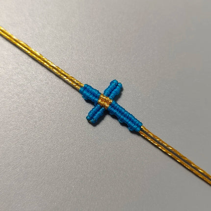 Hand-Woven Macrame Cross Bracelet Adjustable Bohemian Style Jewelry for Women Girls