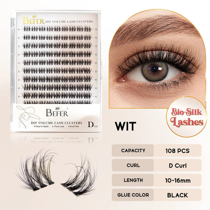 Befer 144pcs Lash Clusters 3D Natural Fluffy Cluster Lashes DIY Lash Extension 10-16mm Hight Quality Soft Super Thin Band Makeup