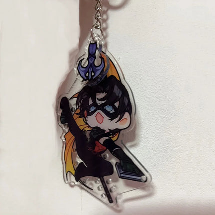 Anime Tim Drake Red Robin Cosplay Key Chain Acrylic Keychain Cartoon Figures Model Bag Pendant Keyring Accessories