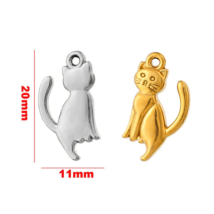 5pcs Creative Stainless Steel Moon Wine Cup Flower Spoon Fork Cat Bear Animals Small Pendants Charms for Jewelry Making Supplies