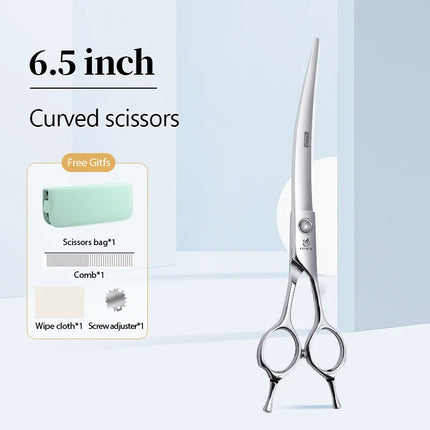 Fenice  Professional Home Pets Grooming Set 6//6.5/7/7.5 Inch Bearing Screw Straight Curved Thinning Chunker Shears for Dogs/Cat