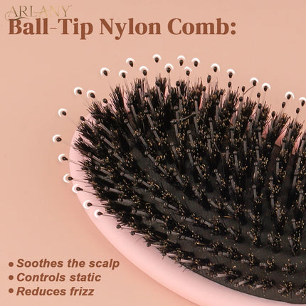 ARLANY Matte Boar Bristle Hair Brush Nylon Teeth Hair Extension Brush Set Women Cushion Brush Hair Styling Smoothing Detangling