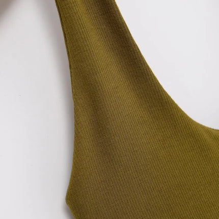ETJ 2025 New Product: Women's Sexy Hot Girls Outfit - Halter Neck, Stretchy, Slim Fit, Backless, Versatile, Solid Color Top