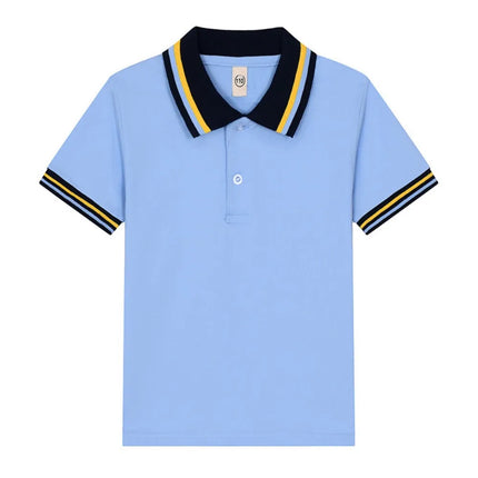 2025 White T-shirt, Children's Polo Shirt, Short Sleeve, All Cotton, Boys and Girls' Collar, White School Uniform, Eton Same Col