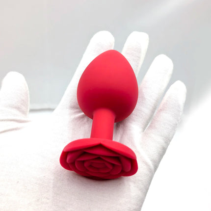 Rose Silicone Anal Plug,Beginner To Expert,3 Size Red And Black Butt Plug,G-Point Massage,sexual wellness,adult pleasure,sex toy