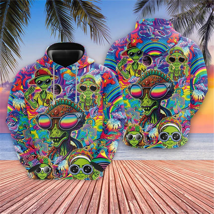 Harajuku Fashion Alien Graphic Sweatshirts Trippy Mushroom Y2k Hoodies For Men Clothes Cartoon Boy Pullovers Hip Hop UFO Hoody