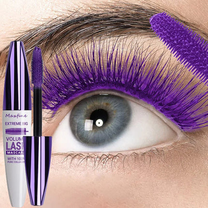 Colorful 5D Purple Blue Mascara Lasting Styling Waterproof Quick Dry Curling Lengthen Large Head Brush Eyelash Extension Cream
