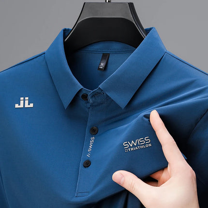 Breathable Men's Polo Shirts Solid Color Embroidered Logo Short Sleeve Casual Sports Summer Top