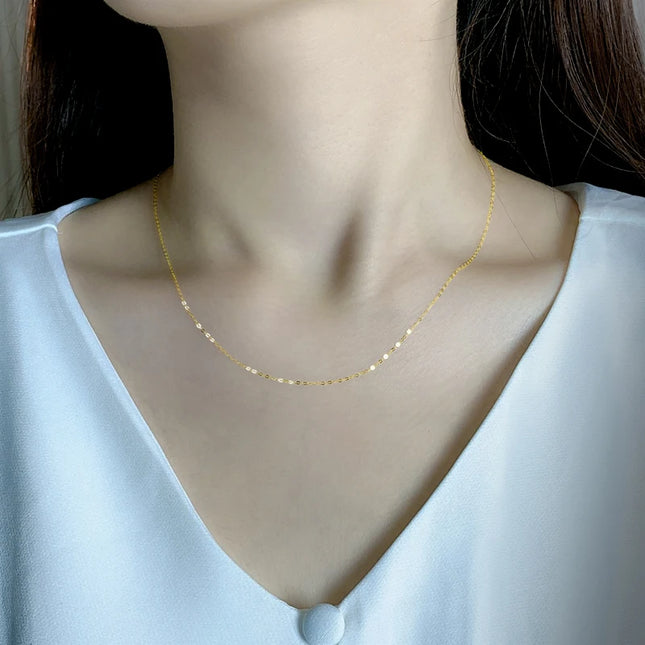 NYMPH Real 18K yellow Gold Chopin Chain Necklace Au750 Fine Jewelry Wedding For Female Wedding Gift X269 22-9-14