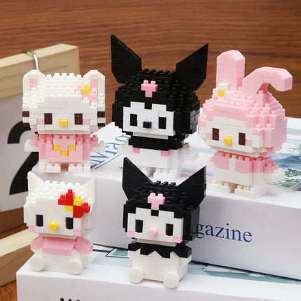 99 style SANRIO Hello Kitty Building Blocks Cartoon Figures Kuromi Bricks My Melody Children's Assembly Toys Cinnamoroll Gift