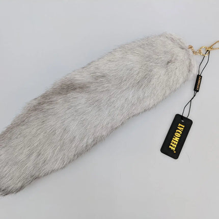 natural fox fur tail keychain furry 2024 chic y2k  beautiful accessory length 40 cm Car Keychains For Women