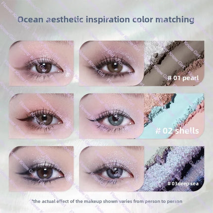 Flower Knows Shell Pearl Collection 6Colors Matte Pearl Sea Eyeshadow Palette Metallic High-Pigment Long-lasting Eye Makeup