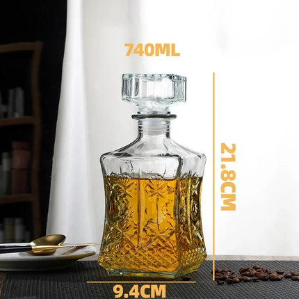Whiskey Decanter for Liquor Scotch Bourbon with Airtight Stopper, Classical Party Barware, Lead-Free