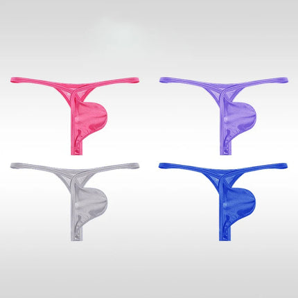 Men's Underwear Ice Silk Satin T Pants Low Waist Comfort Seamless Thongs