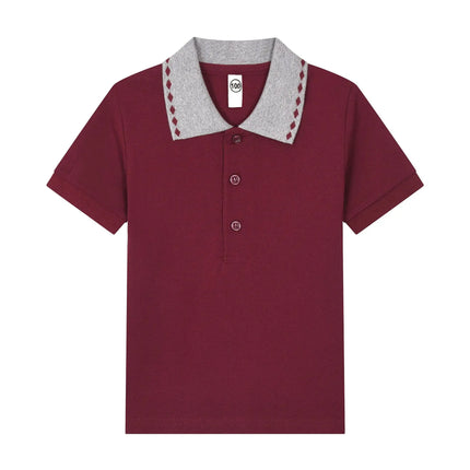 Kids children's T-shirt long sleeved pure cotton white collar boys' polo shirt girls' elementary school students' school uniform
