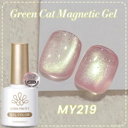 BORN PRETTY 10ml Green Cat Magnetic Gel Ultra Shine Holographic Glitter Semi Permanant Soak Off UV LED Gel Varnish For Manicure
