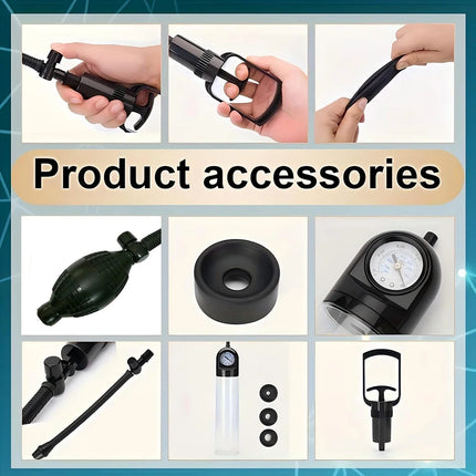 Penis Extender Enlarger Manual Vacuum Pump With Pressure Gauge  Cock Exercises Training Device Stronger Bigger Ejaculation 18+