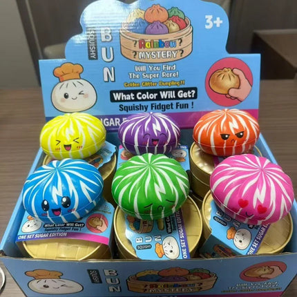 Dumpling Squishies Rainbow Dumpling Squeeze Ball Fidget Toy Mystery Blind Box Pinch Stress Relieve Slow Rebound Ornamnet