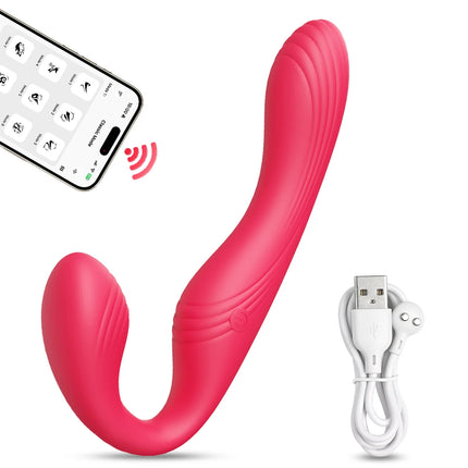 Strapless Strap-On Double-Ended Dildo Vibrator Adult Sex Toys for Women Lesbian Couples,APP Remote Control G-Spot Anal Vibrators
