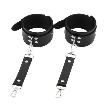 Adult Sex Games Products Punk Gothic Leather Cross Buckle Tied Shackles Sex Products Handcuffs for Sex